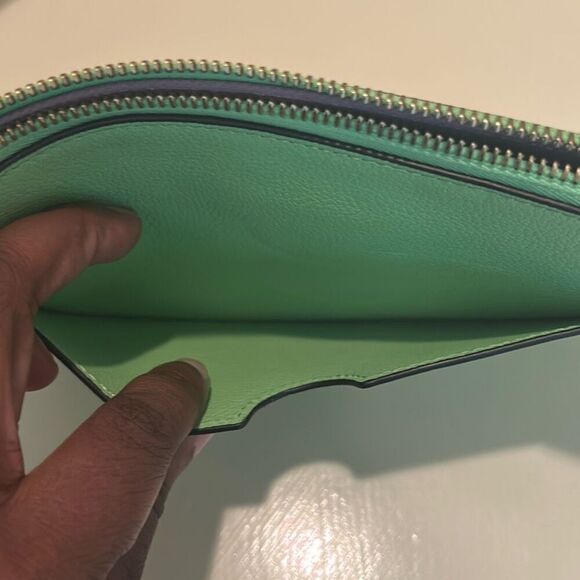 Versace Zip Top Medusa Emblem Wristlet Clutch Lime Green Leather Luxury - Picture 6 of 13
